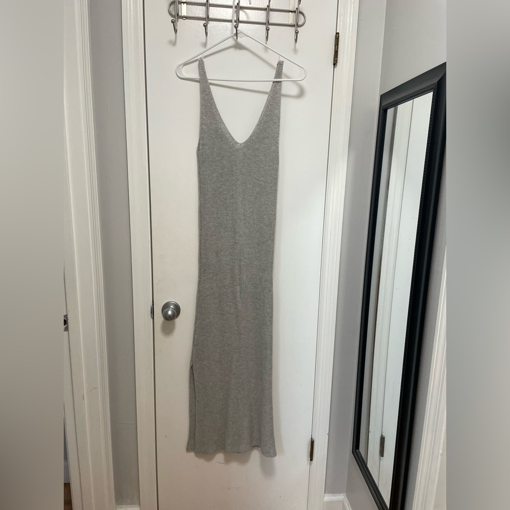 Gray maxi dress with leg slit